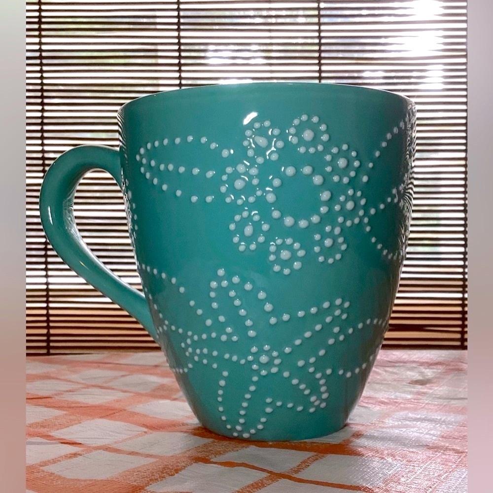 2006 Starbucks Embossed Pin Dot Turquoise Mug
